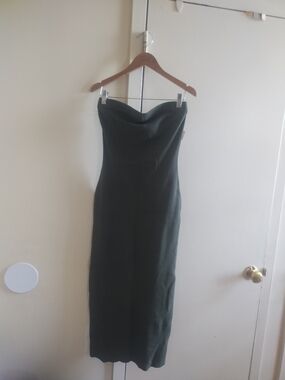 Othr Strapless Olive Midi Dress